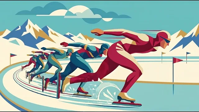 Speed Skaters — Art Deco Poster