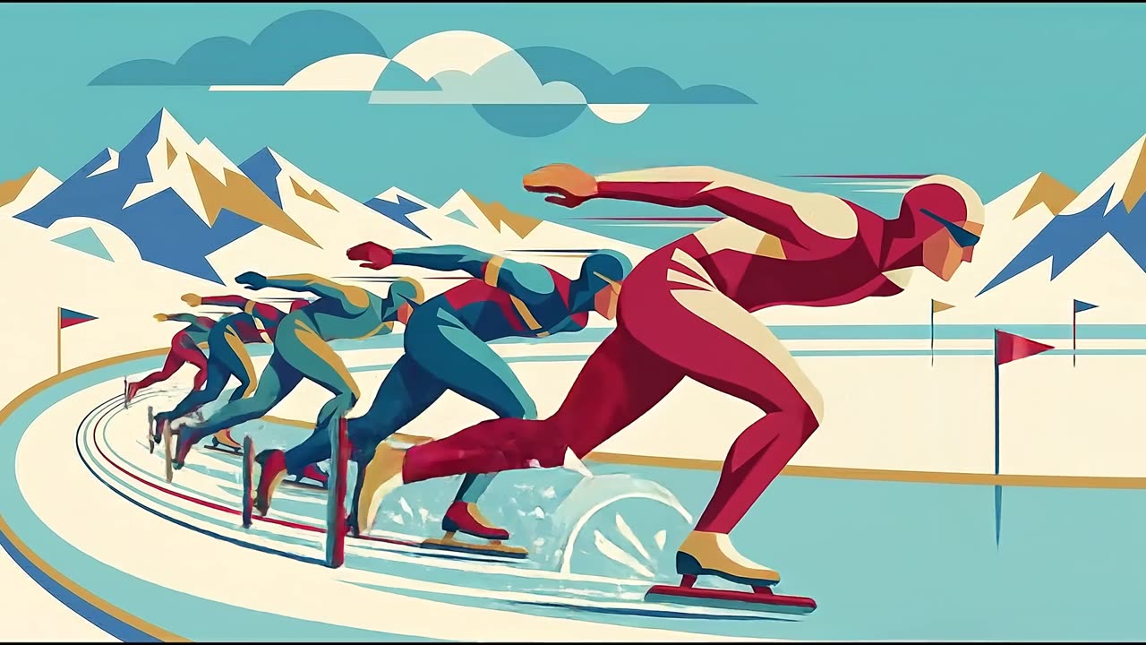 Speed Skaters — a still from the animation