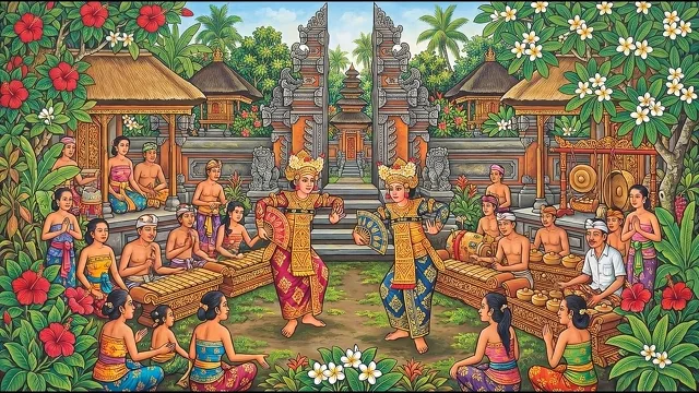 Legong Dancers — Balinese Painting