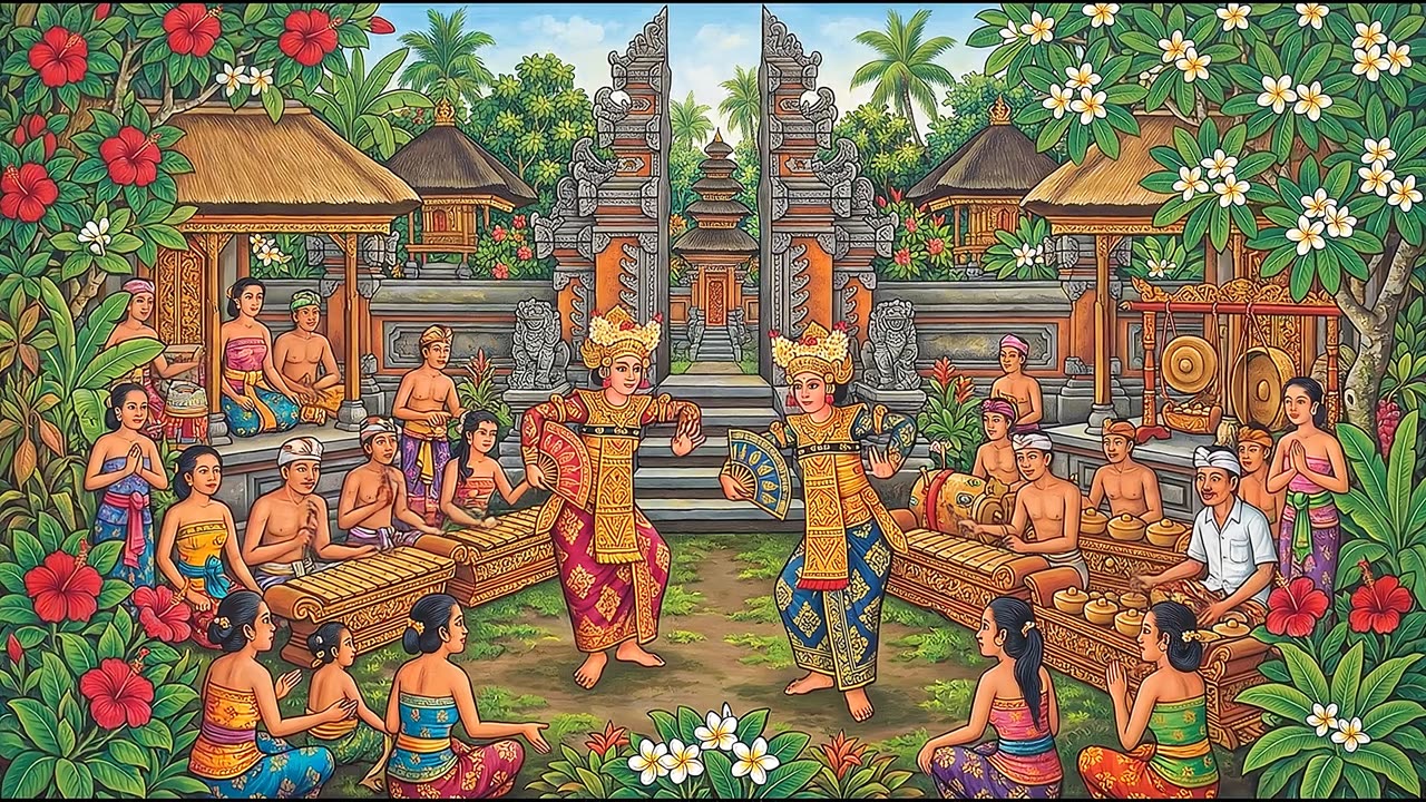 Legong Dancers — a still from the animation