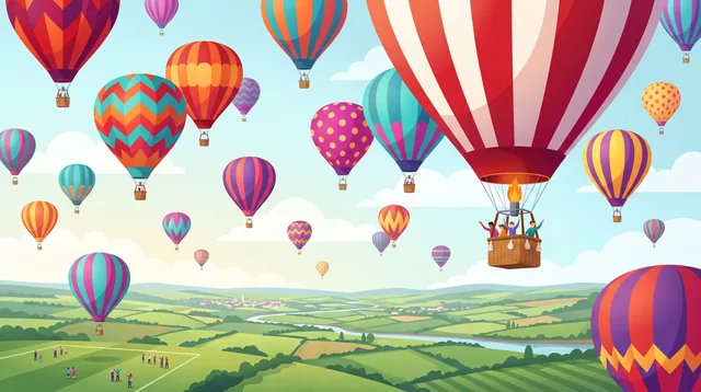 Balloon Festival over the Valley — Contemporary Illustration