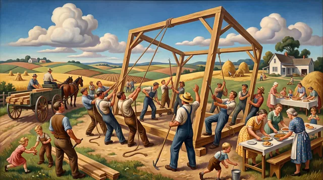 The Barn Raising — American Regionalism