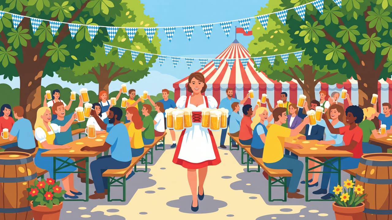The Beer Garden — a still from the animation