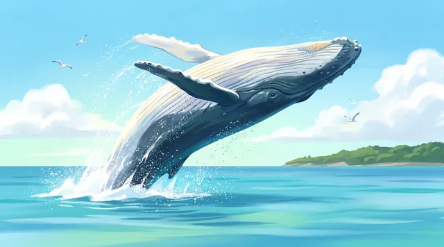 Breaching Whale — Marine Wildlife Illustration