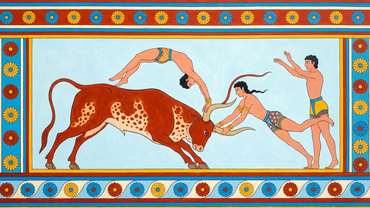 The Bull-Leapers — a still from the animation