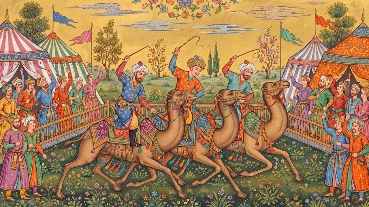 The Camel Race — a still from the animation