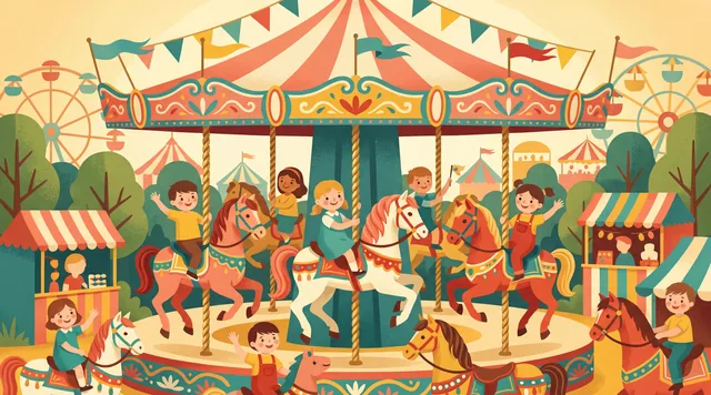 The Carousel — Storybook Illustration