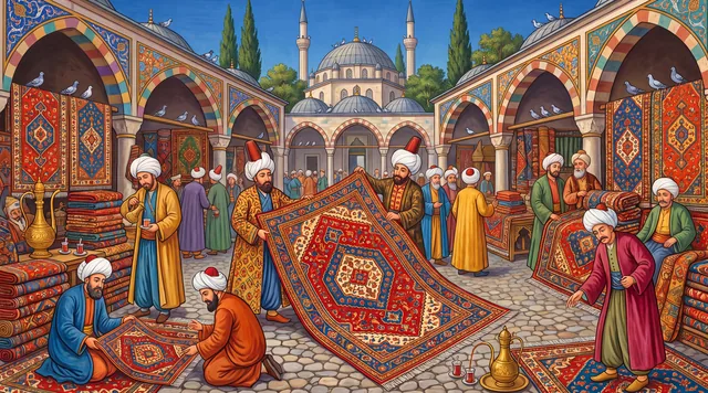 The Carpet Bazaar — Ottoman Miniature