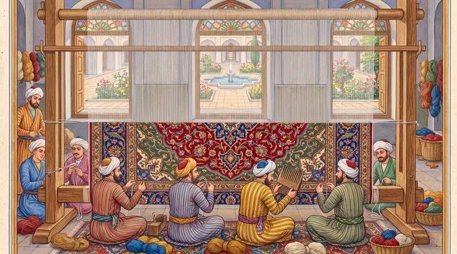 The Carpet Weavers — Persian Miniature