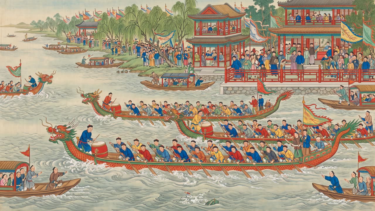 The Dragon Boat Race — a still from the animation