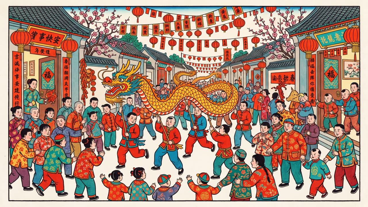 The Dragon Dance — a still from the animation