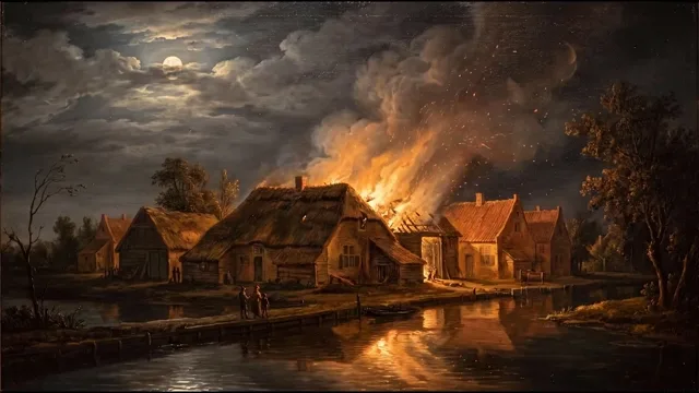 Village Fire by Moonlight — Dutch Golden Age Nocturne