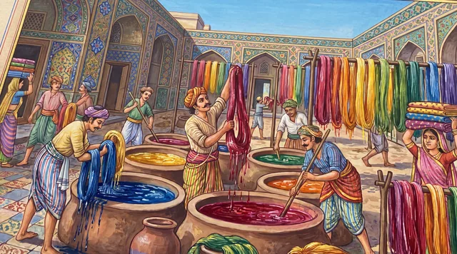 The Dyers' Courtyard — Deccan Painting