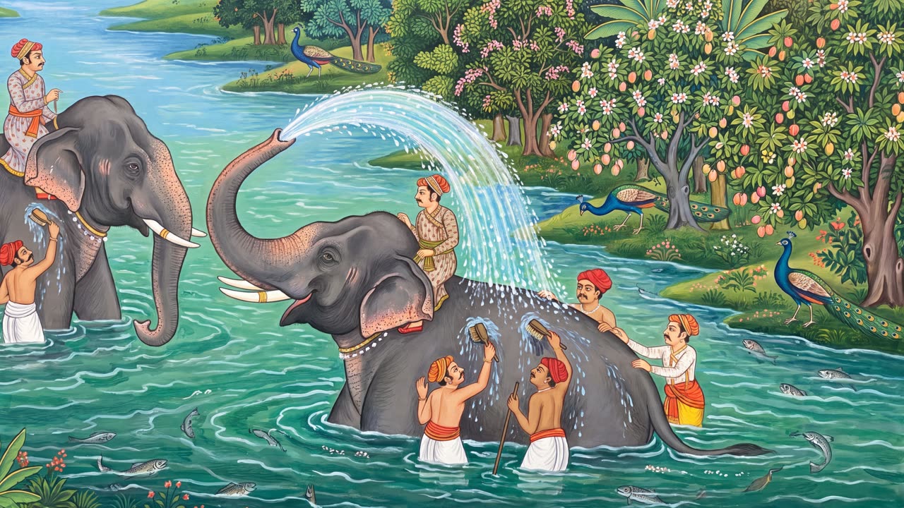 The Elephant Bath — a still from the animation