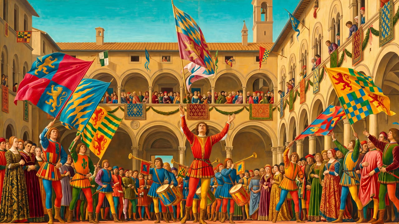 The Flag-Throwers — a still from the animation