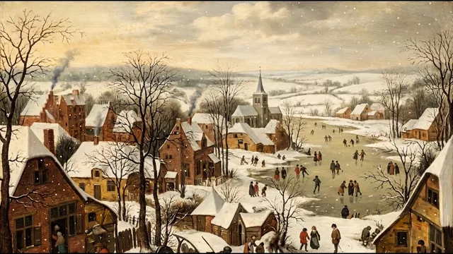 Snowfall over a Flemish Village — Netherlandish Winter Landscape