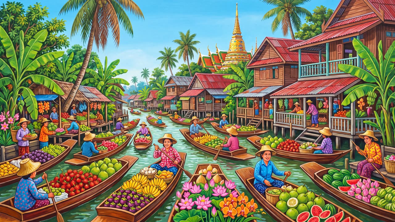 The Floating Market — a still from the animation
