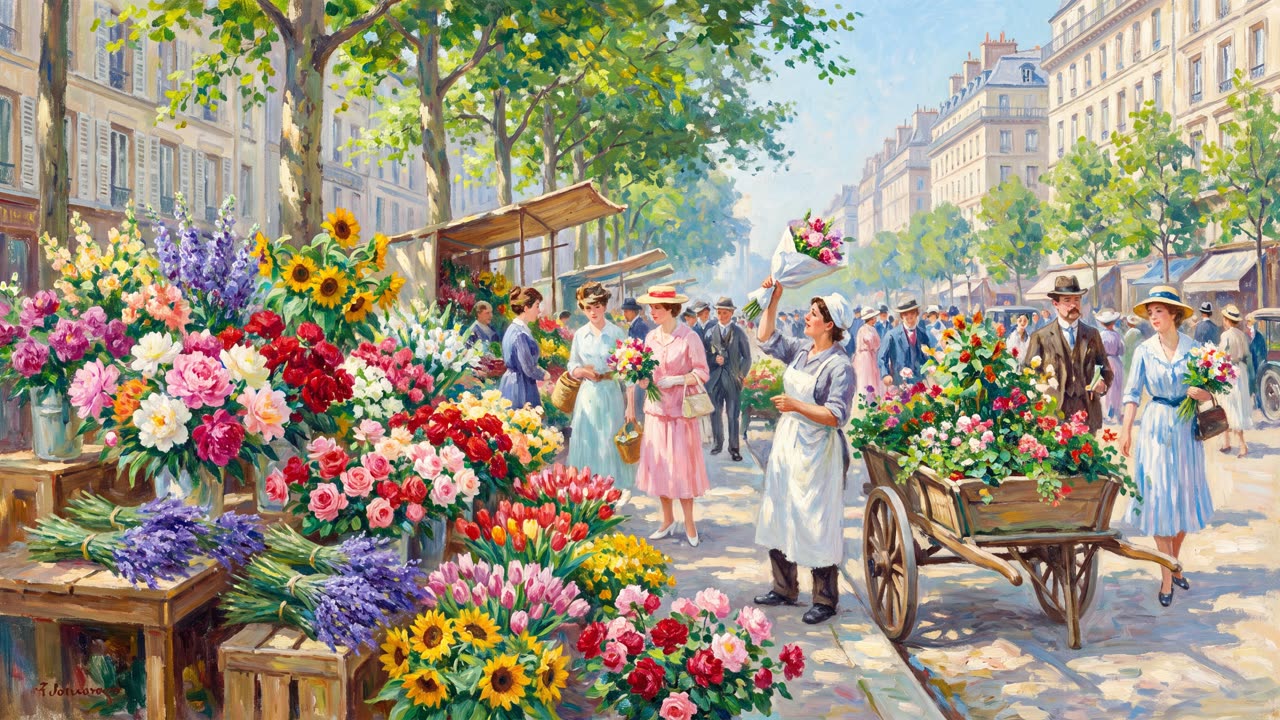 The Flower Market — a still from the animation