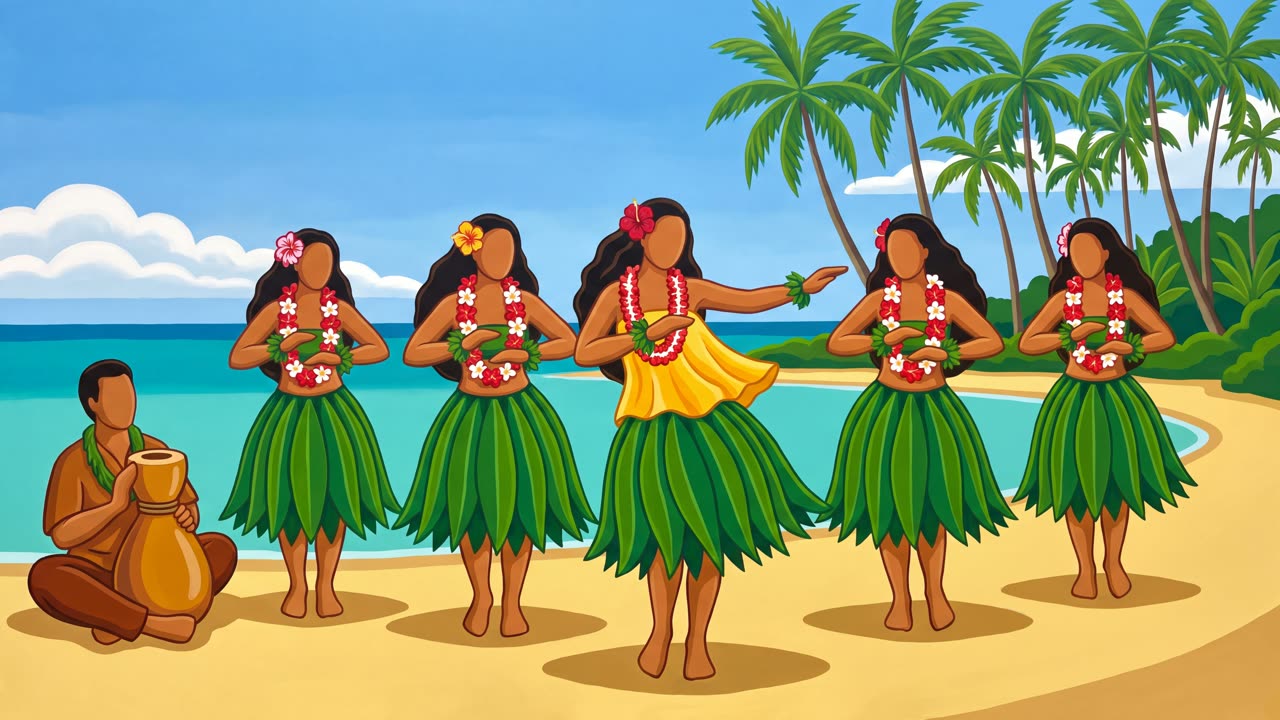 The Hula Dancers — a still from the animation