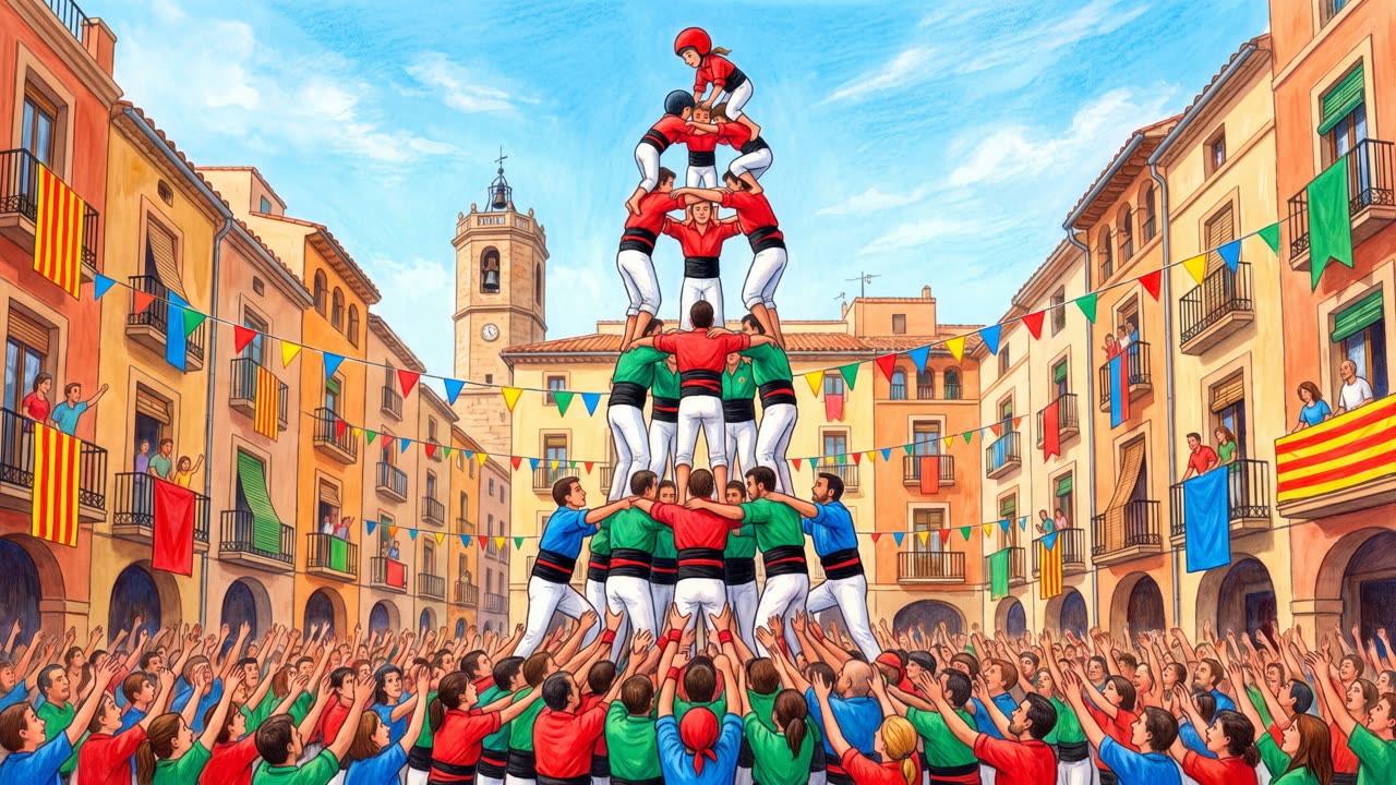 The Human Tower — a still from the animation