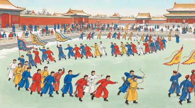 The Ice Games on the Palace Moat — Qing Court Painting