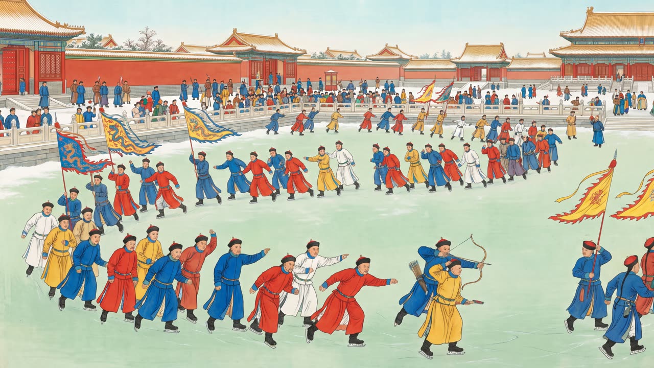 The Ice Games on the Palace Moat — a still from the animation