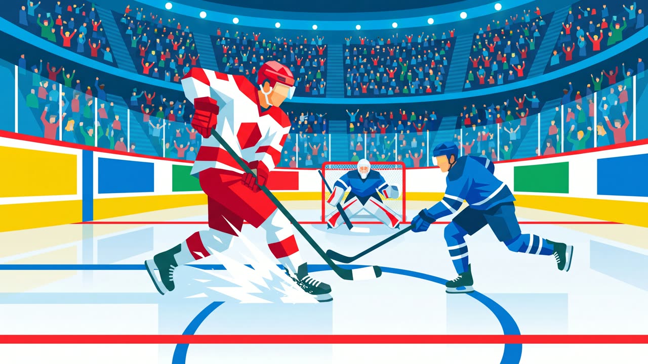 The Ice Hockey Game — a still from the animation