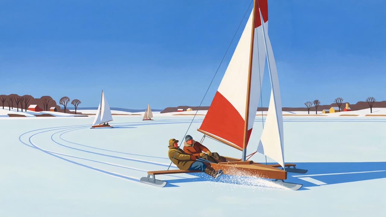 The Iceboat — a still from the animation