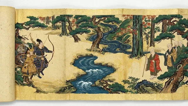 Samurai in Forest — Kamakura Period Emakimono