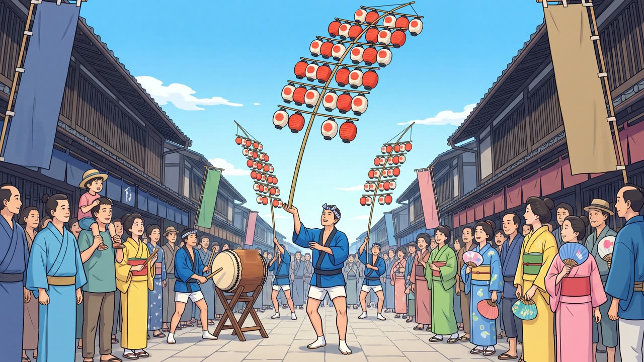 The Kanto Festival — a still from the animation