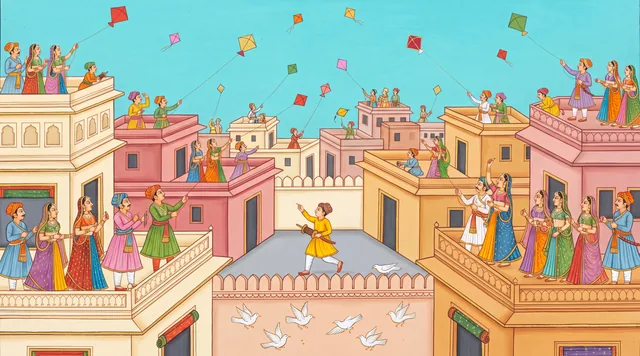 The Kite Festival — Kishangarh Miniature