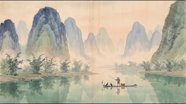 Cormorant Fishing at Dawn — Lingnan School