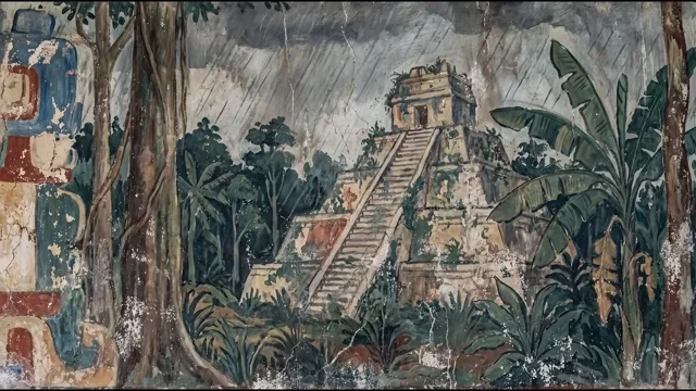 Rain over the Jungle Temple — Maya Mural