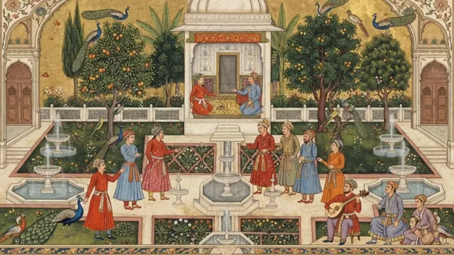 Palace Garden — Mughal Miniature