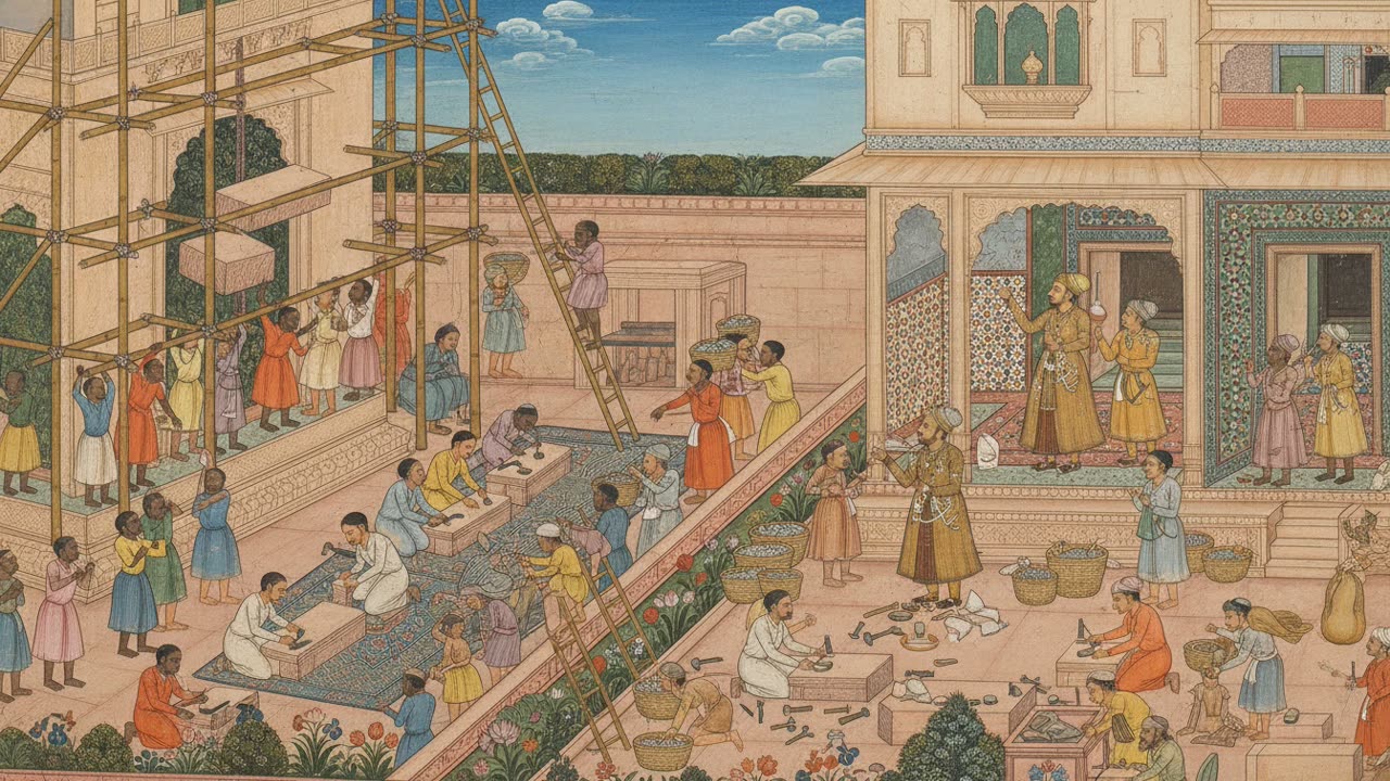 The Building of the Palace — a still from the animation