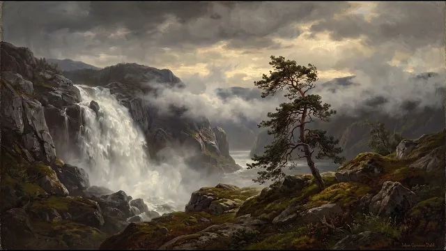 Fjord Waterfall — Norwegian Romantic Landscape