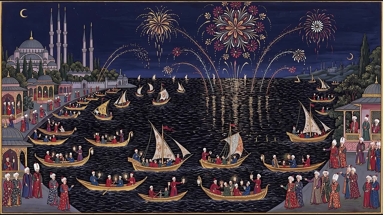 Fireworks over the Bosphorus — a still from the animation