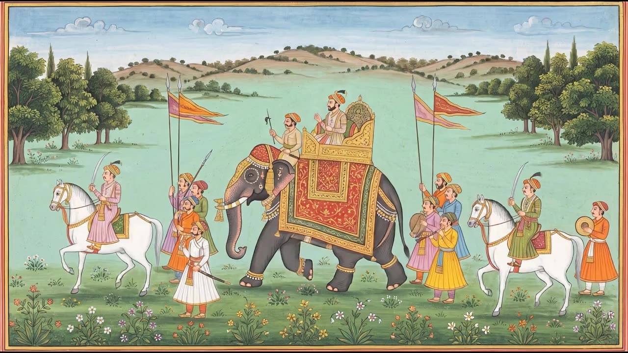 Royal Elephant Procession — a still from the animation