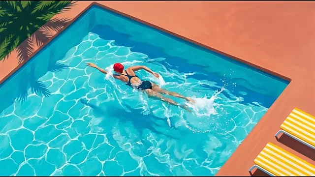 Poolside Swimmer — Contemporary Realism