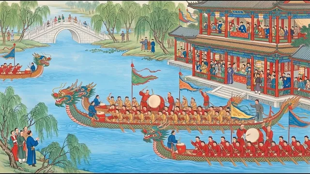 Dragon Boat Regatta — Qing Court Painting