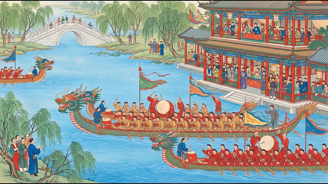Dragon Boat Regatta — a still from the animation