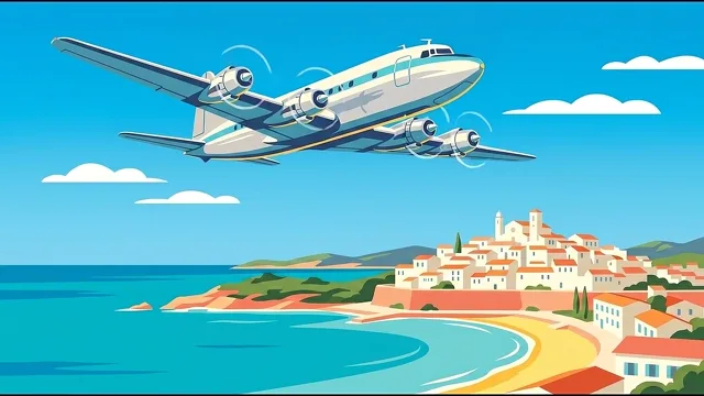 Riviera by Air — Mid-Century Travel Poster