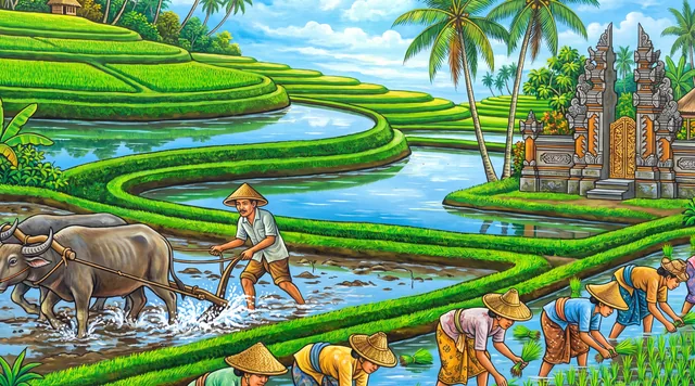 The Rice Terraces — Balinese Painting