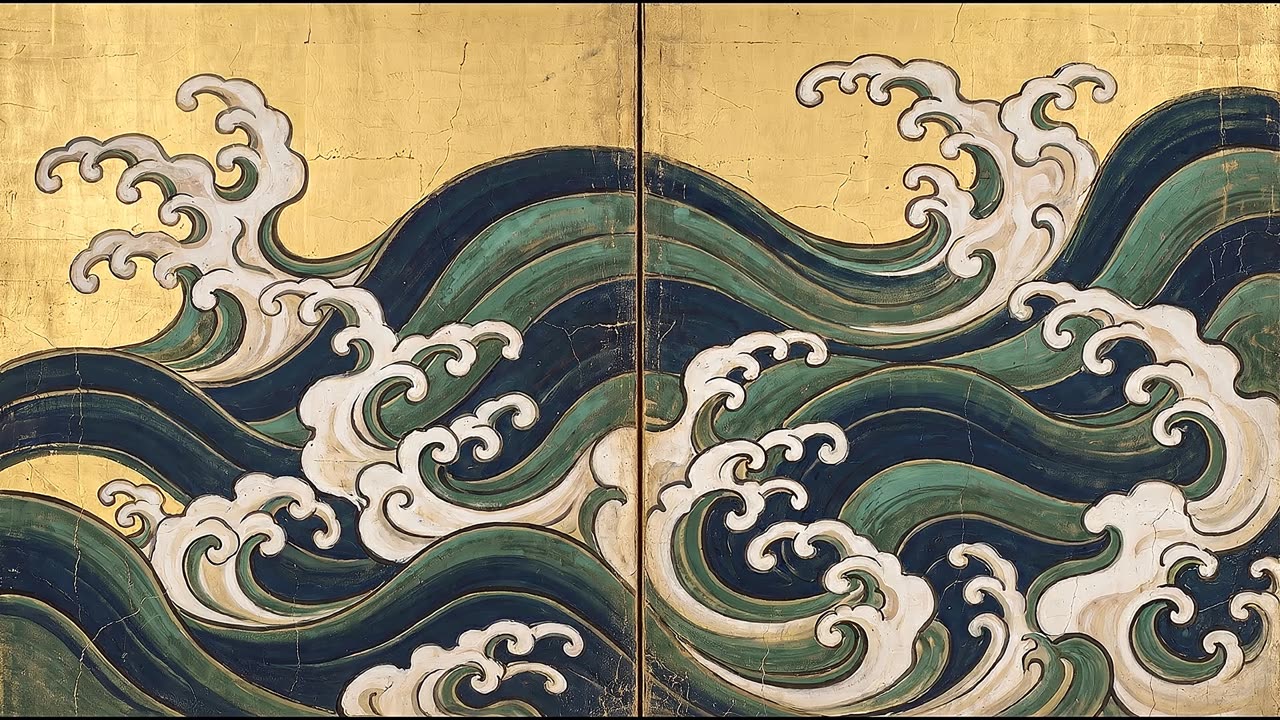Rough Waves on Gold — a still from the animation