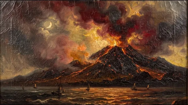 Vesuvius Erupting — Romantic Oil Painting