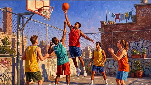 Rooftop Basketball — Contemporary Urban Realism