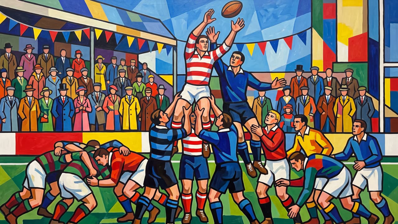 The Rugby Match — a still from the animation