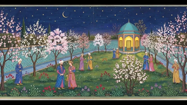 Blossom Garden by Moonlight — Safavid Persian Painting