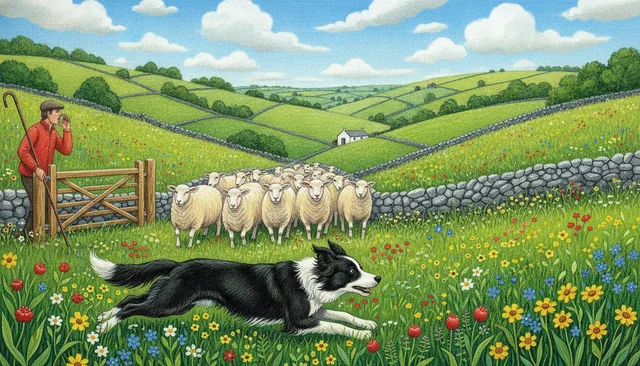 The Sheepdog Trial — Contemporary Folk Illustration