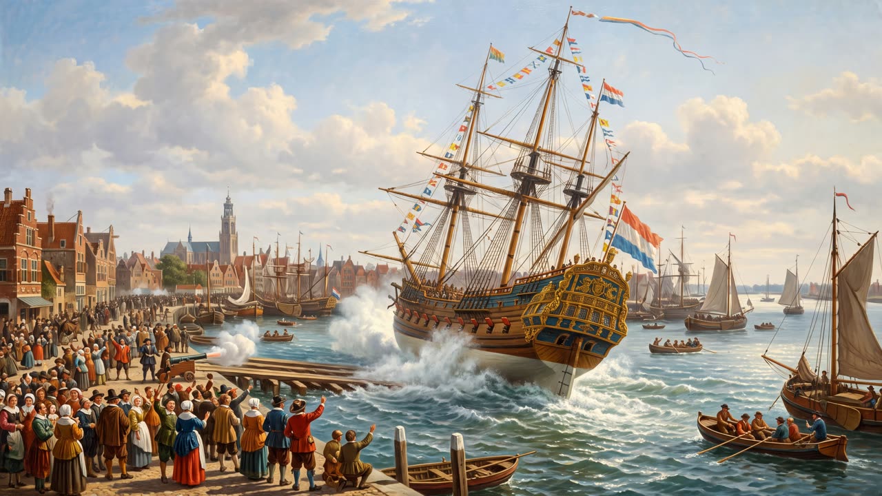 The Ship Launch — a still from the animation